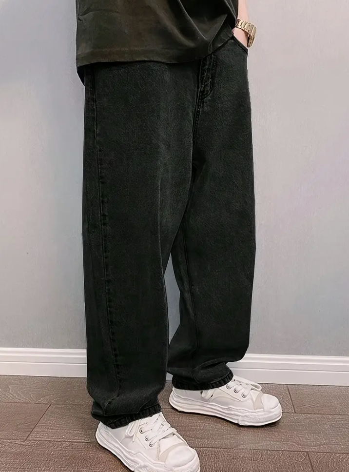 Loose Fit Jeans - Herren Stonewash Hip Hop Baggy Jeans