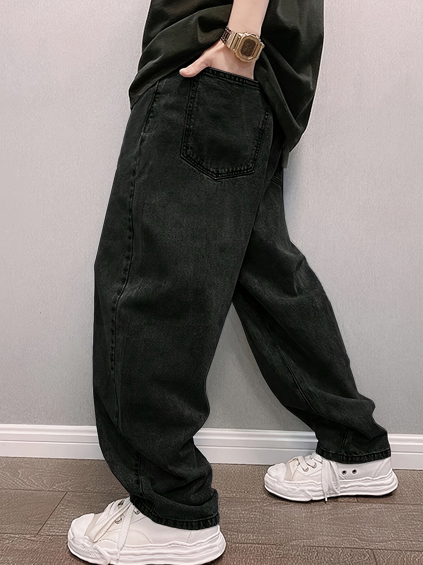 Loose Fit Jeans - Herren Stonewash Hip Hop Baggy Jeans