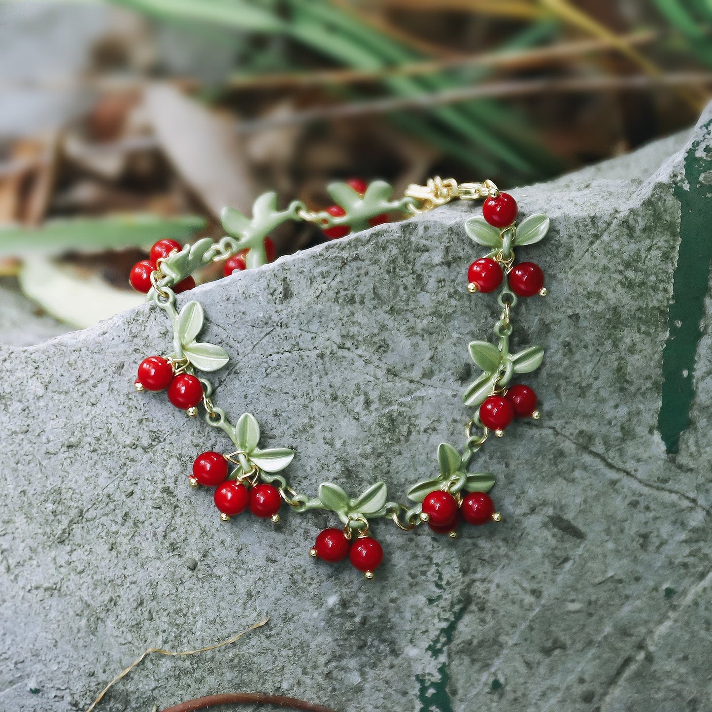 Luna - Cranberry Charm Bracelet