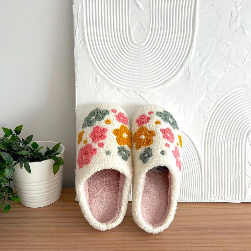 Valentina Chaussons Femme à Motif Floral – Pantoufles Intérieures Douces et Chaudes pour un Confort d’Hiver Cocooning