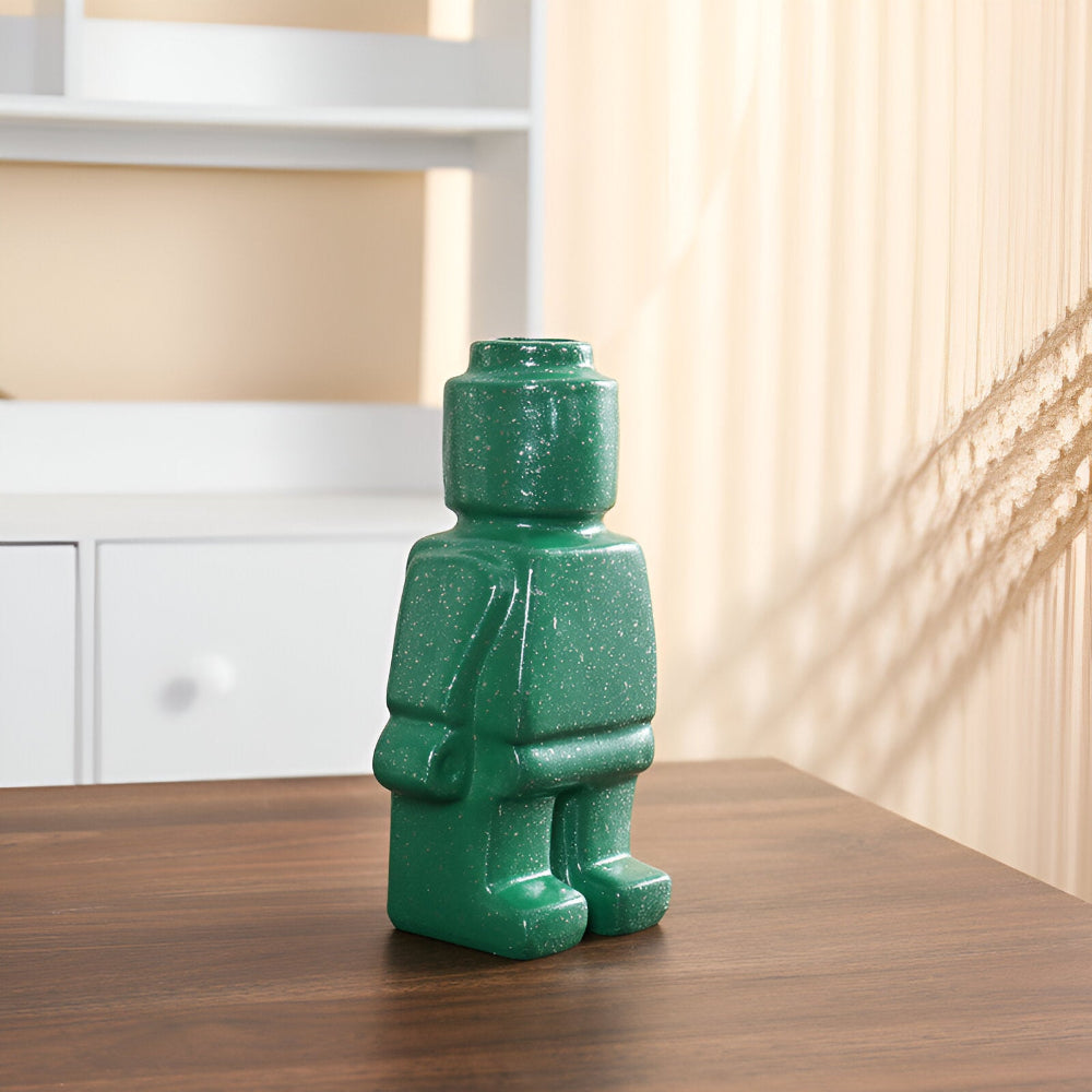 Plantenpot Robotdesign | Speels Gemetseld Ornament | Weerbestendig Hars | Decoratief Accent