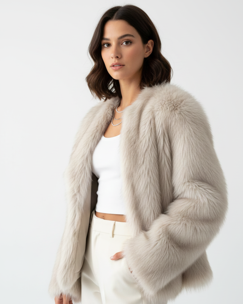 Julien Manteau Faux-Fur Femme – Veste Hiver Douce & Chaude avec Coupe Décontractée Élégante