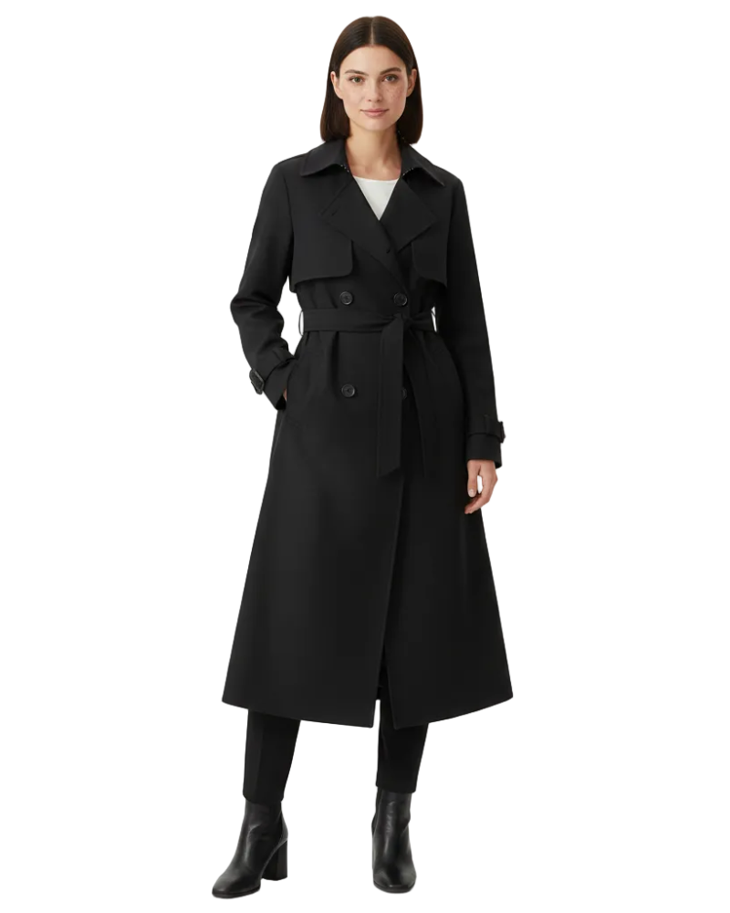 Charlie Trenchcoat Femme – Manteau Mi-Long Élégant Double Boutonnage avec Coupe Cintrée