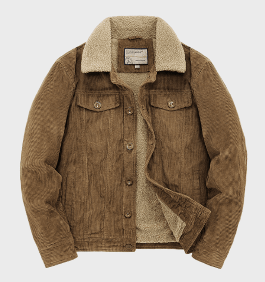 Veste Trucker Premium Homme en Velours Côtelé – Doublure Sherpa Chaude