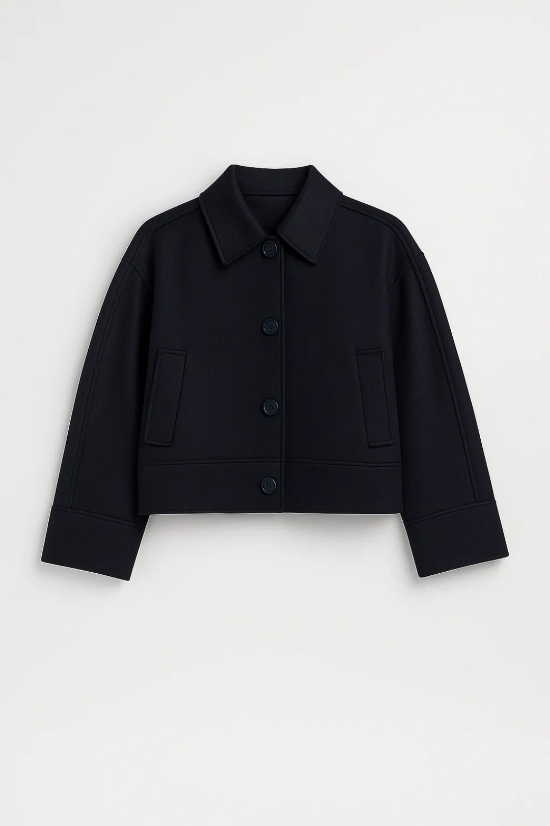 Kira Korte Jas Dames | Gevoerd Minimalistisch Design met Knoopsluiting 3