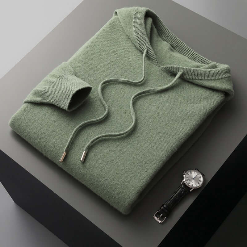 Knitted Hoodie - Men's Plain Hooded Pullover Sweater-Grace Aura