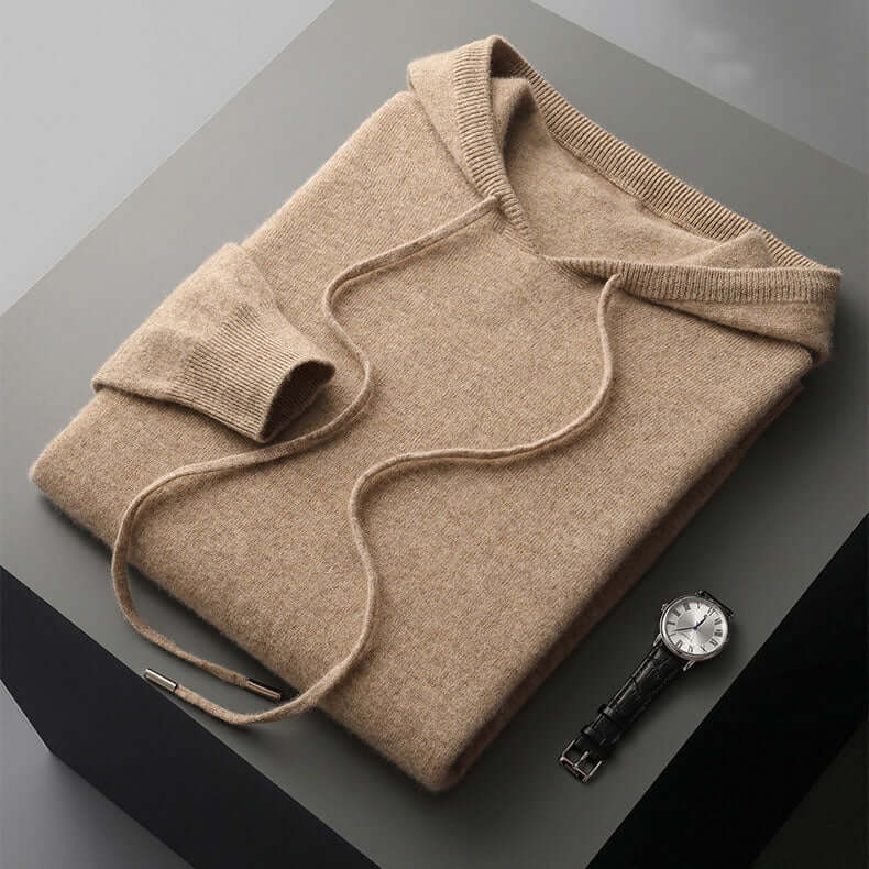 Knitted Hoodie - Men's Plain Hooded Pullover Sweater-Grace Aura