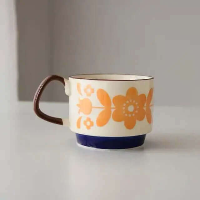 Kubki ceramiczne do kawy w stylu retro z uchwytem – wyjątkowy design z połowy XX wieku, 300 ml, można myć w zmywarce i używać w kuchence mikrofalowej 11
