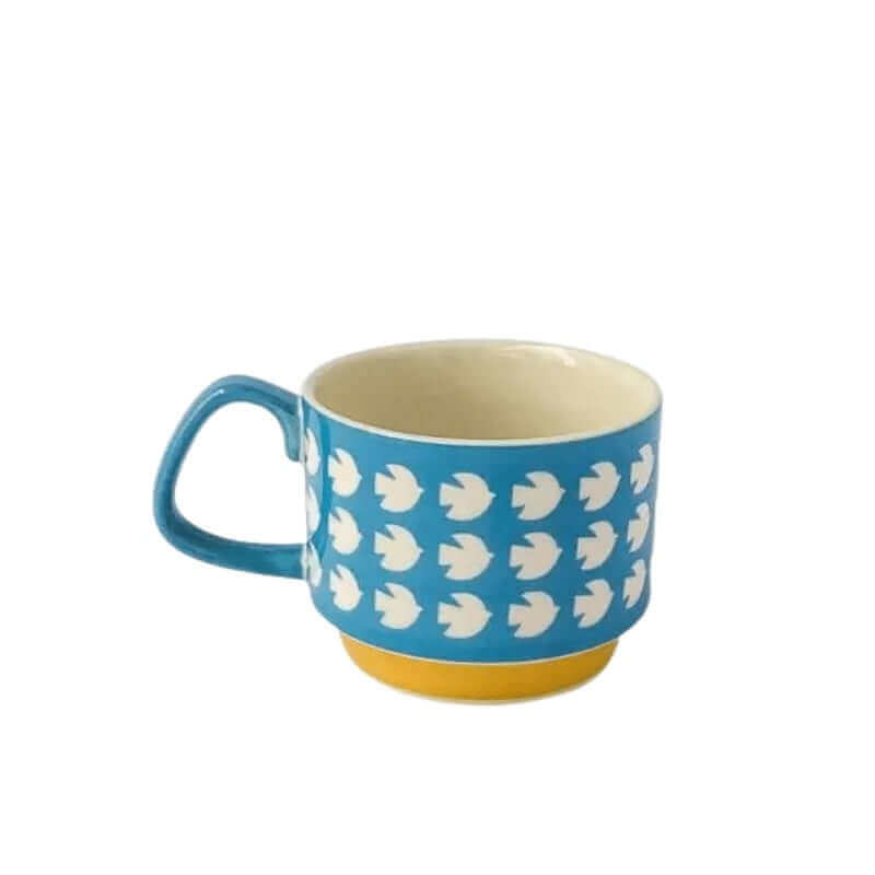 Kubki ceramiczne do kawy w stylu retro z uchwytem – wyjątkowy design z połowy XX wieku, 300 ml, można myć w zmywarce i używać w kuchence mikrofalowej 5