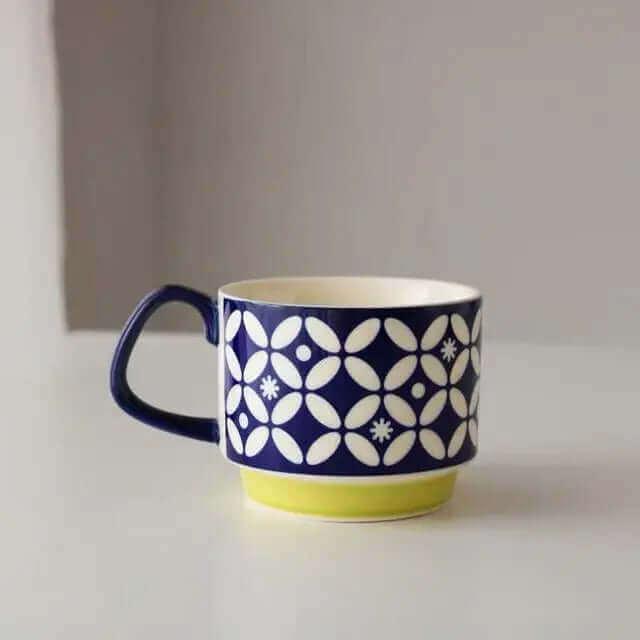 Kubki ceramiczne do kawy w stylu retro z uchwytem – wyjątkowy design z połowy XX wieku, 300 ml, można myć w zmywarce i używać w kuchence mikrofalowej 8