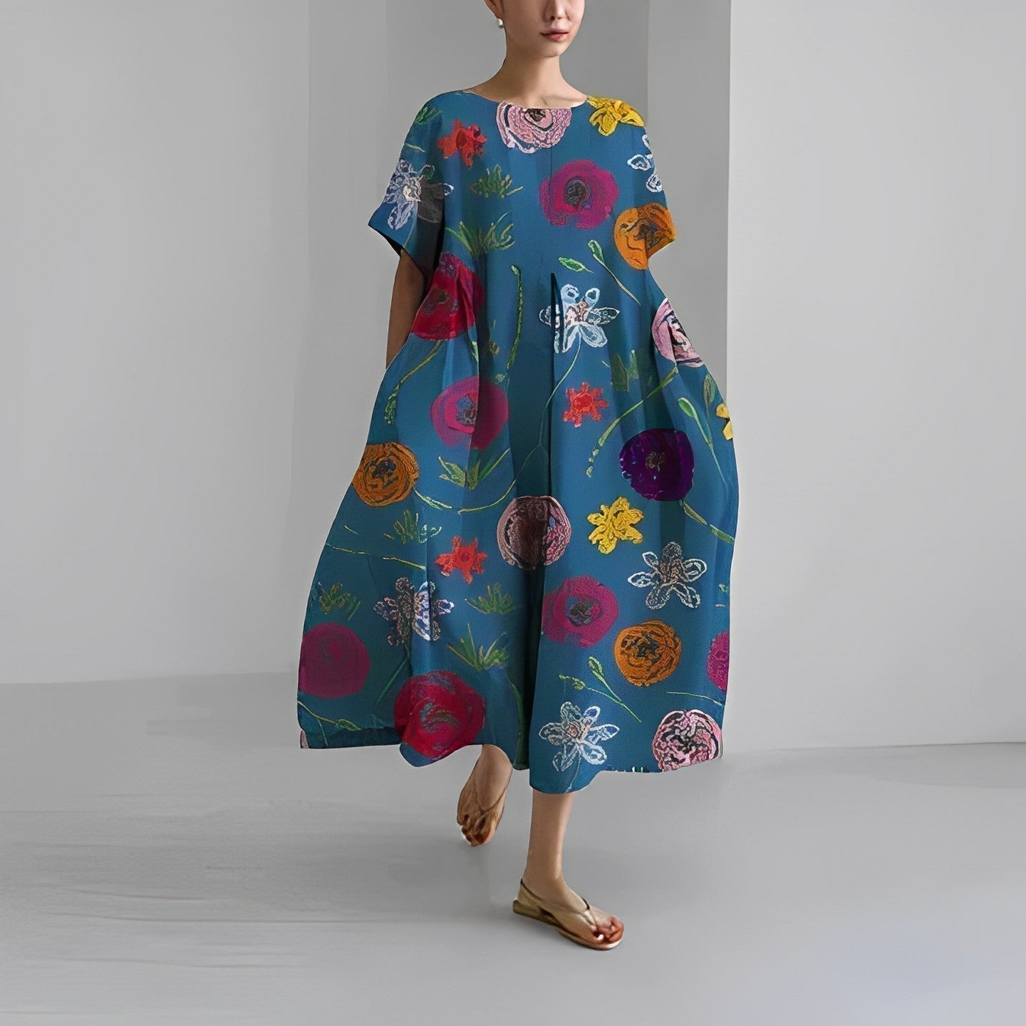 Women Maxi Dress Bohemian Floral Lightweight