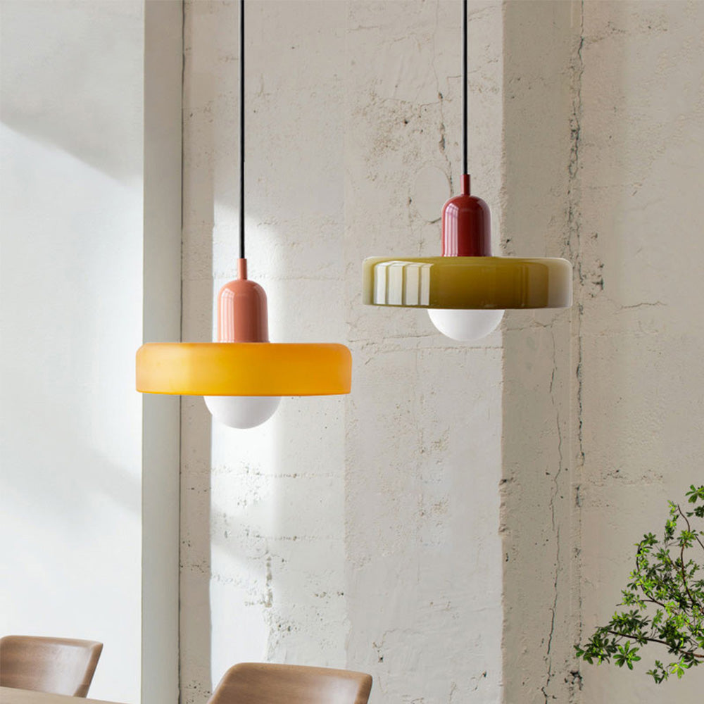 Lampa Wisząca Bauhaus z Kolorowego Szkła – Nowoczesna Lampa do Salonu i Żyrandol z Regulowaną Długością 1