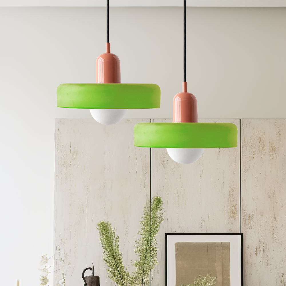 Lampa Wisząca Bauhaus z Kolorowego Szkła – Nowoczesna Lampa do Salonu i Żyrandol z Regulowaną Długością 8