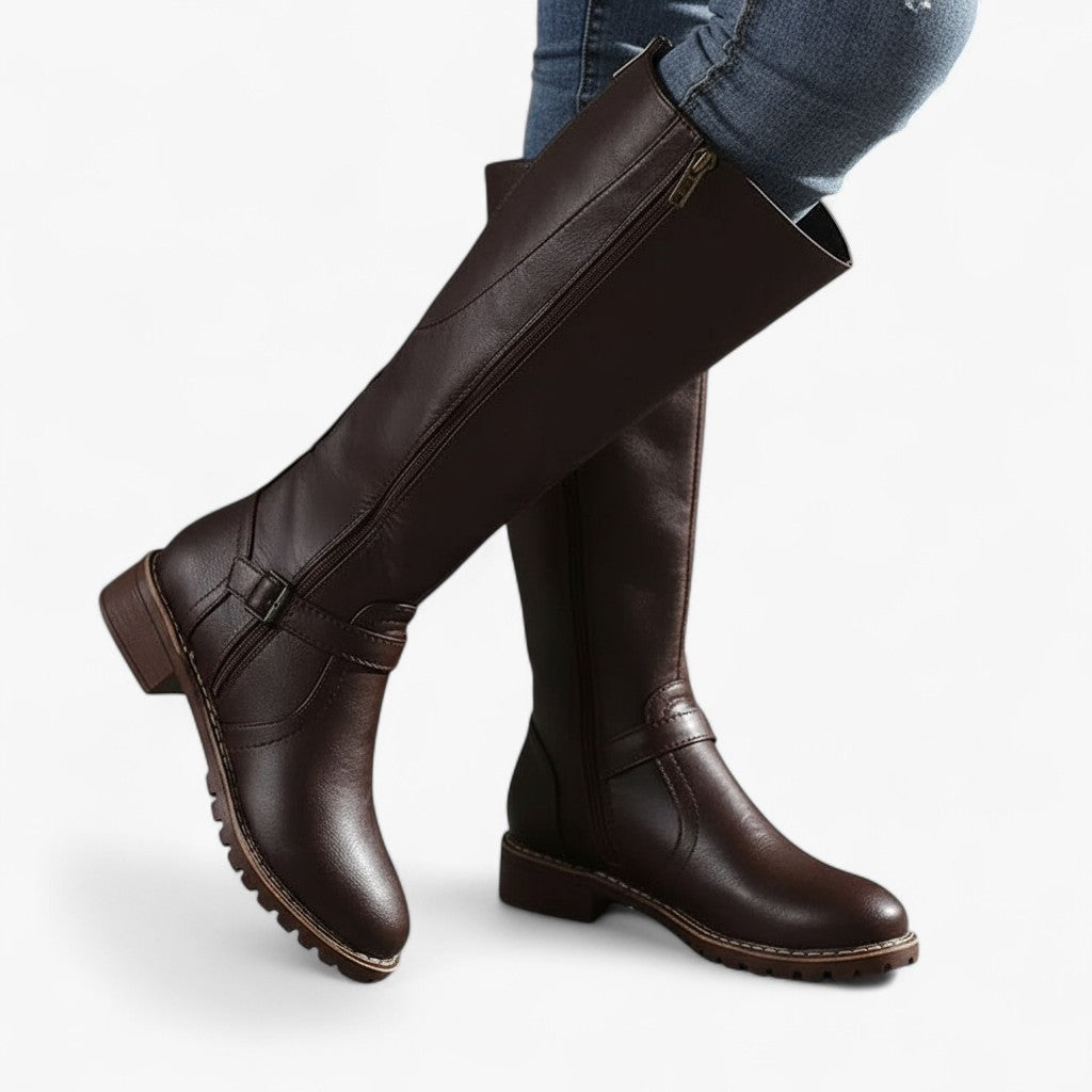 Line | Klassiske knælange støvler til damer | Med spænde detaljer - - shoes - {{ product_tags }