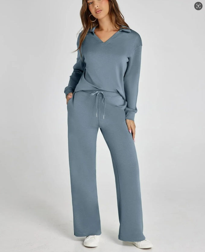 Lounge Set | Half-Zip | Wide Leg | Tracksuit | Women's Loungewear-Grace Aura