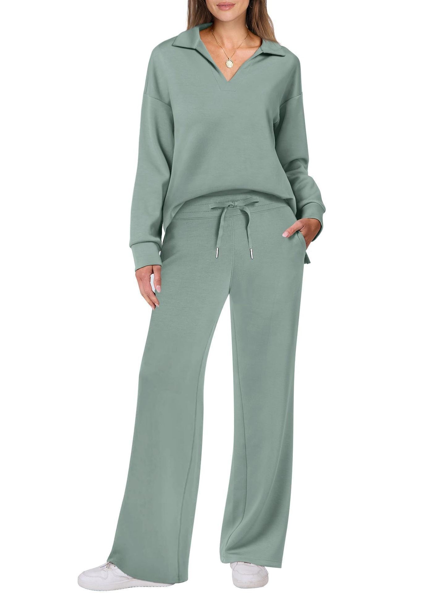Lounge Set | Half-Zip | Wide Leg | Tracksuit | Women's Loungewear-Grace Aura