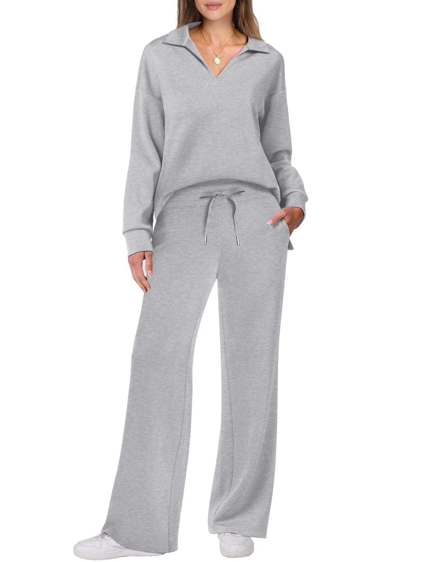 Lounge Set | Half-Zip | Wide Leg | Tracksuit | Women's Loungewear-Grace Aura
