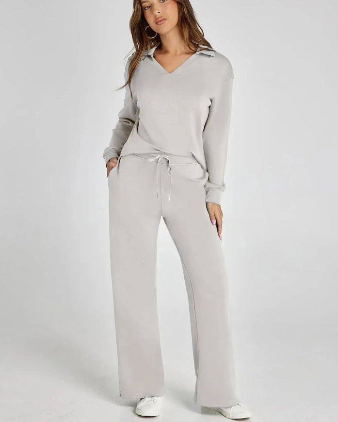 Lounge Set | Half-Zip | Wide Leg | Tracksuit | Women's Loungewear-Grace Aura