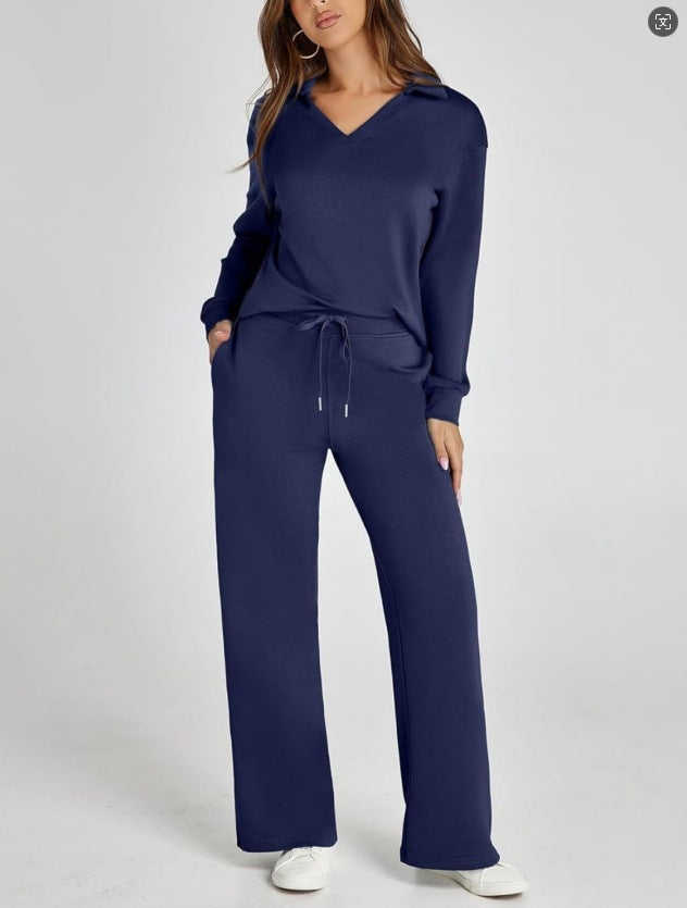 Lounge Set | Half-Zip | Wide Leg | Tracksuit | Women's Loungewear-Grace Aura