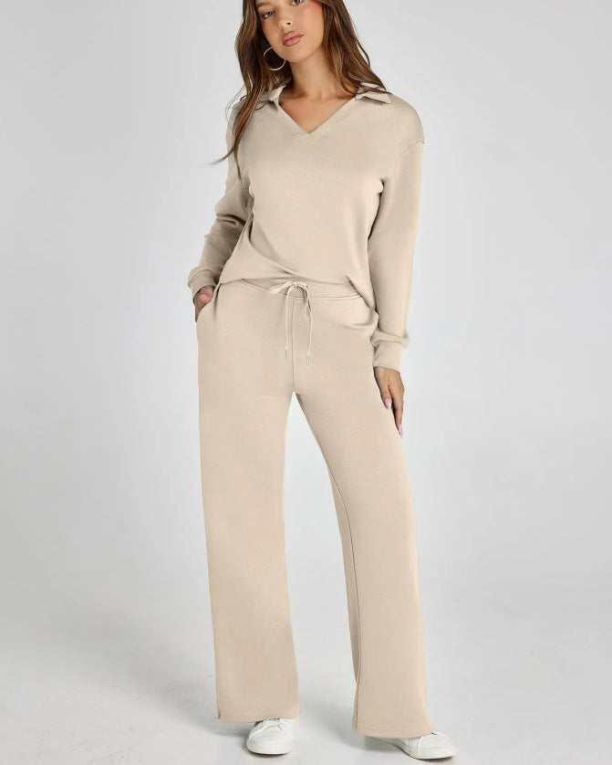 Lounge Set | Half-Zip | Wide Leg | Tracksuit | Women's Loungewear-Grace Aura