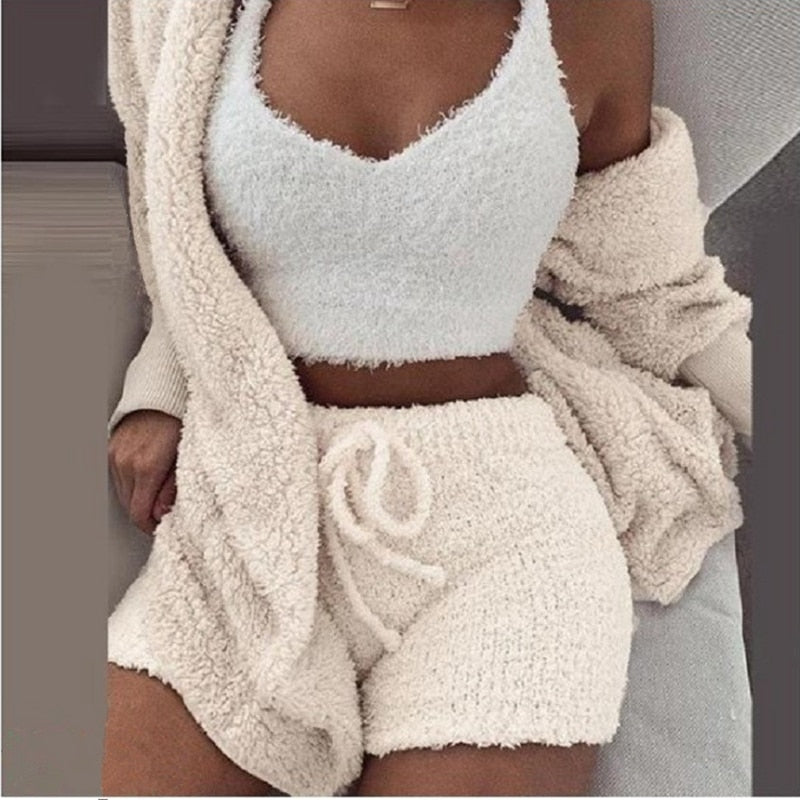 Driedelige Fleece Loungewear Set voor Dames