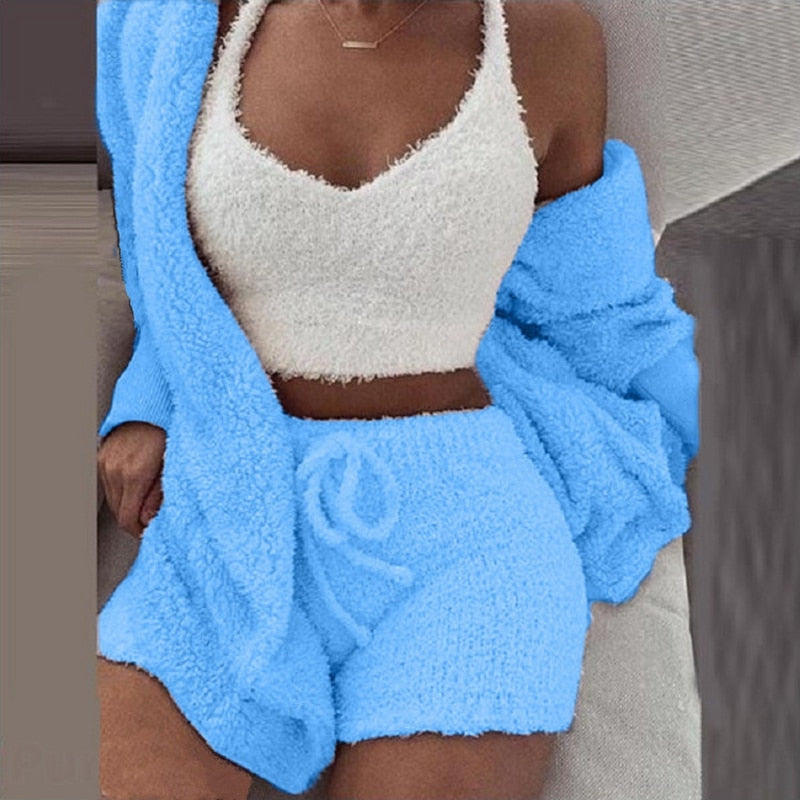 Driedelige Fleece Loungewear Set voor Dames