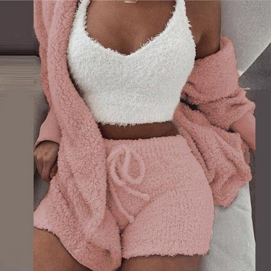 Driedelige Fleece Loungewear Set voor Dames