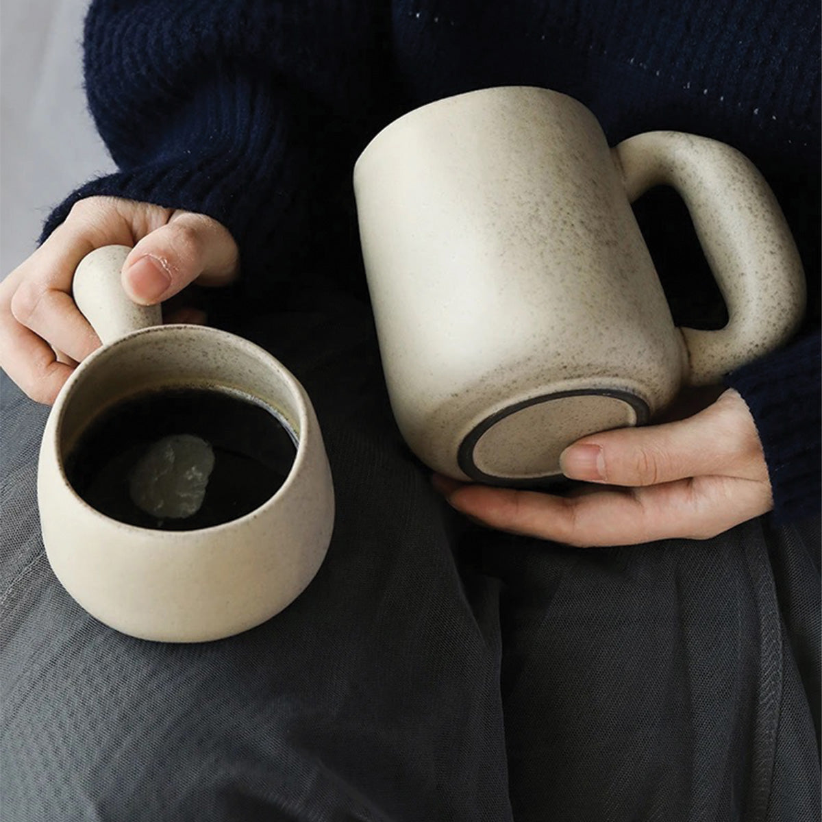 Handmade Stone Mugs Louv - Unique Ceramic Dishware for a Touch of Elegance