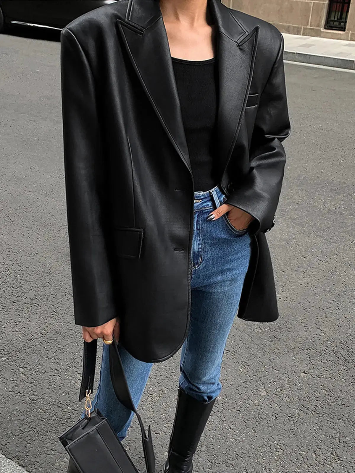 MEWE | Oversized Textured Finish Blazer with Sharp Lapel and Modern Silhouette Mewe London