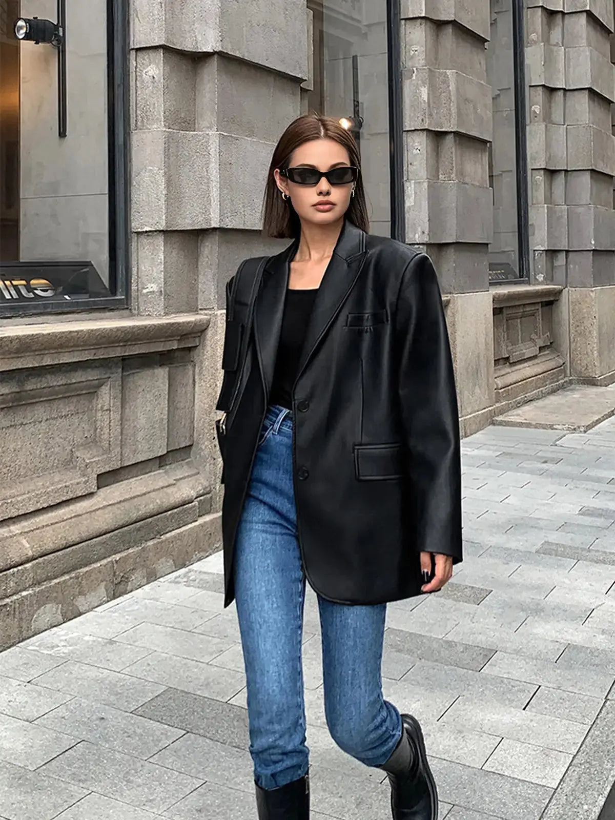 MEWE | Oversized Textured Finish Blazer with Sharp Lapel and Modern Silhouette Mewe London