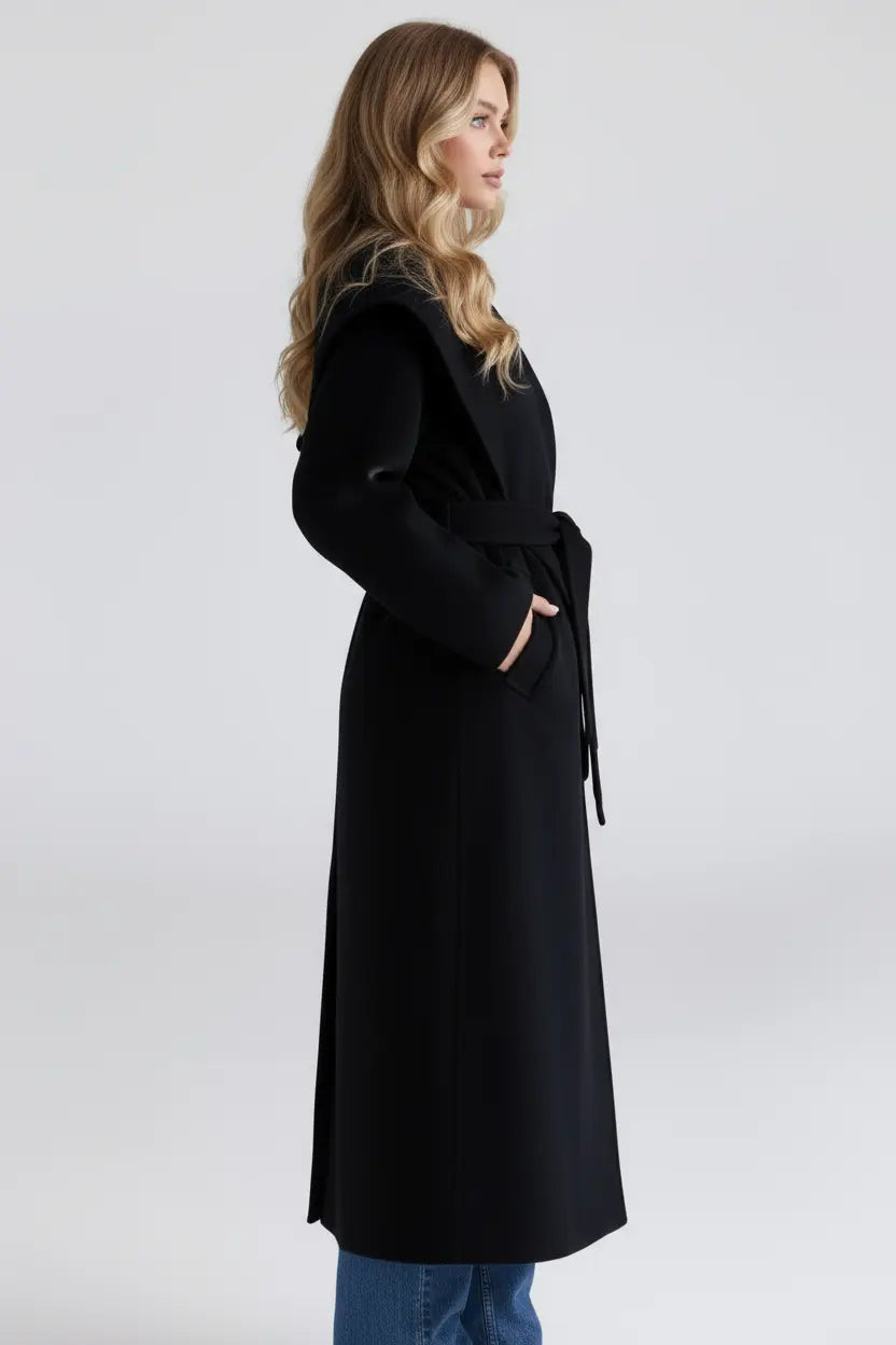 MEWE | Wool Shawl Collar Coat with Belt and Oversized Silhouette Mewe London