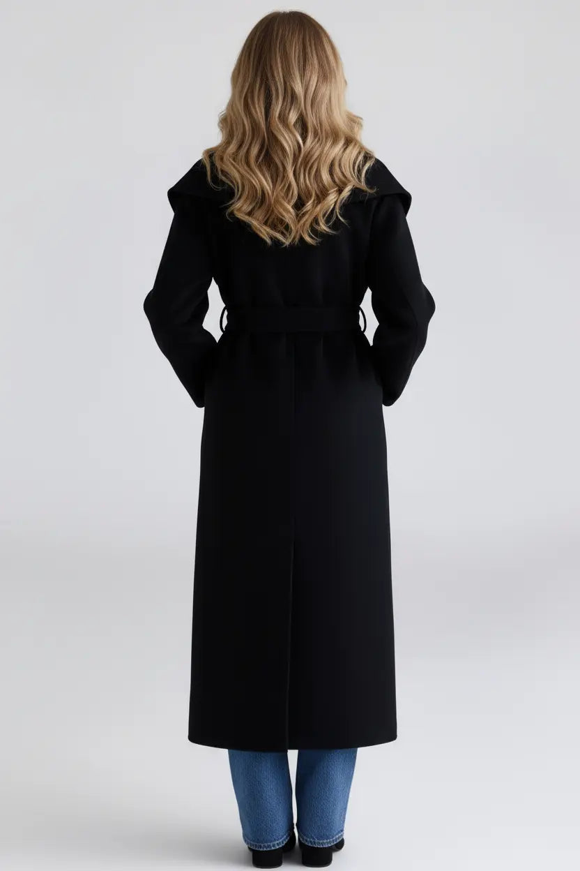 MEWE | Wool Shawl Collar Coat with Belt and Oversized Silhouette Mewe London