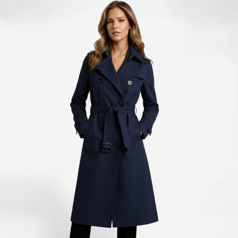 Junia – Trench Coat Long avec Ceinture et Longues Manches