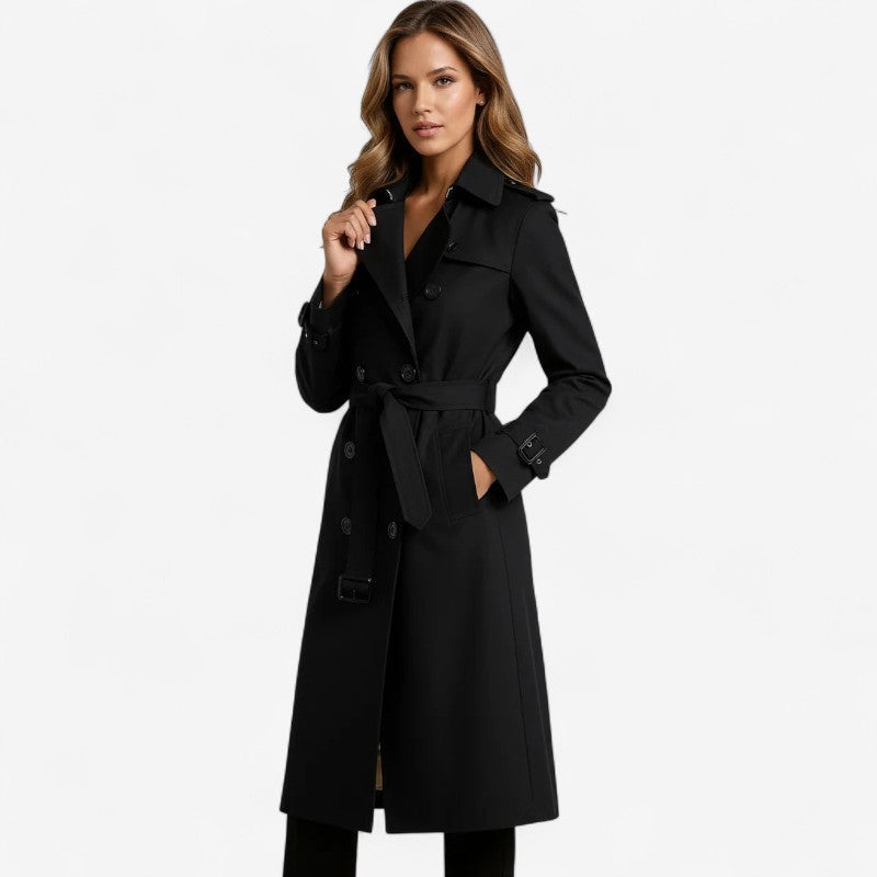 Junia – Trench Coat Long avec Ceinture et Longues Manches