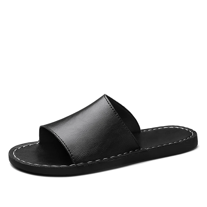Chaussons croisés en cuir véritable pour hommes