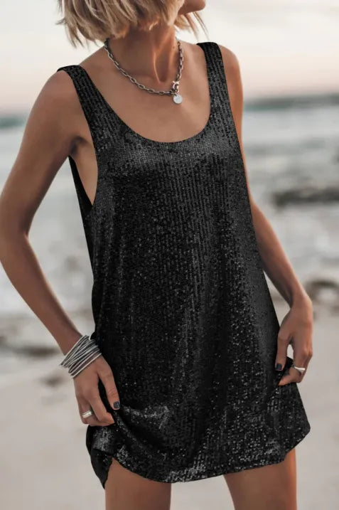 Black Sequin Mini Dress for Women | New Year