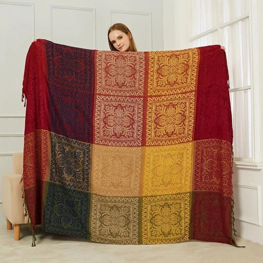 home & garden : Gezellige Franje Deken - Beige Blauw in van Pantinoshop