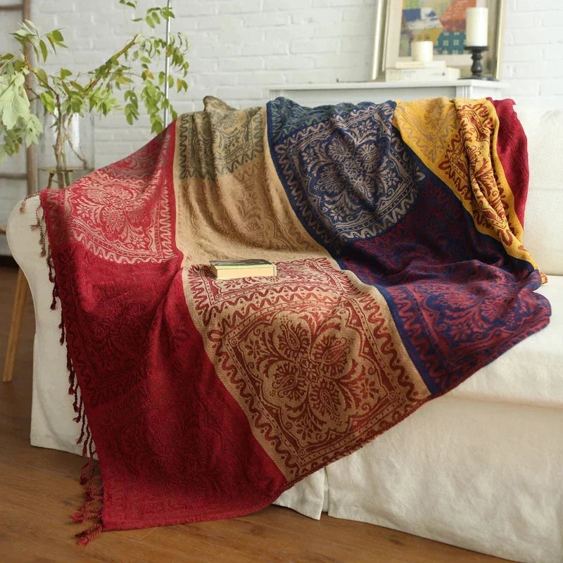 home & garden : Gezellige Franje Deken - Beige Blauw in Meerkleurig van Pantinoshop