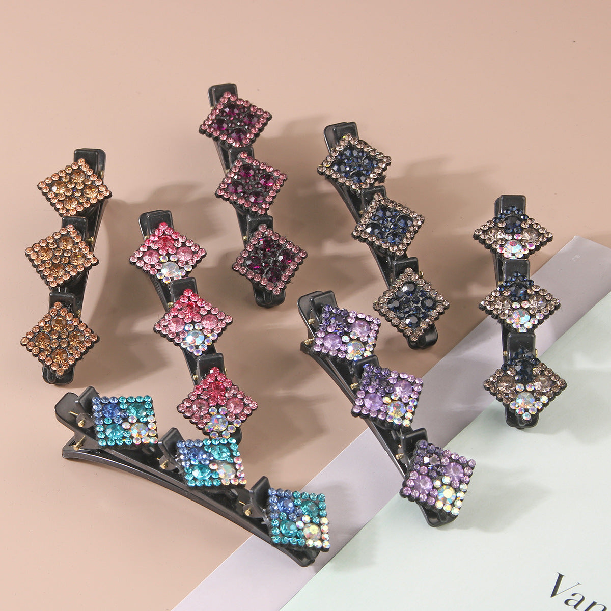 Kalinorae™ - Épingles à Cheveux Cristal Carré – Lot de 4
