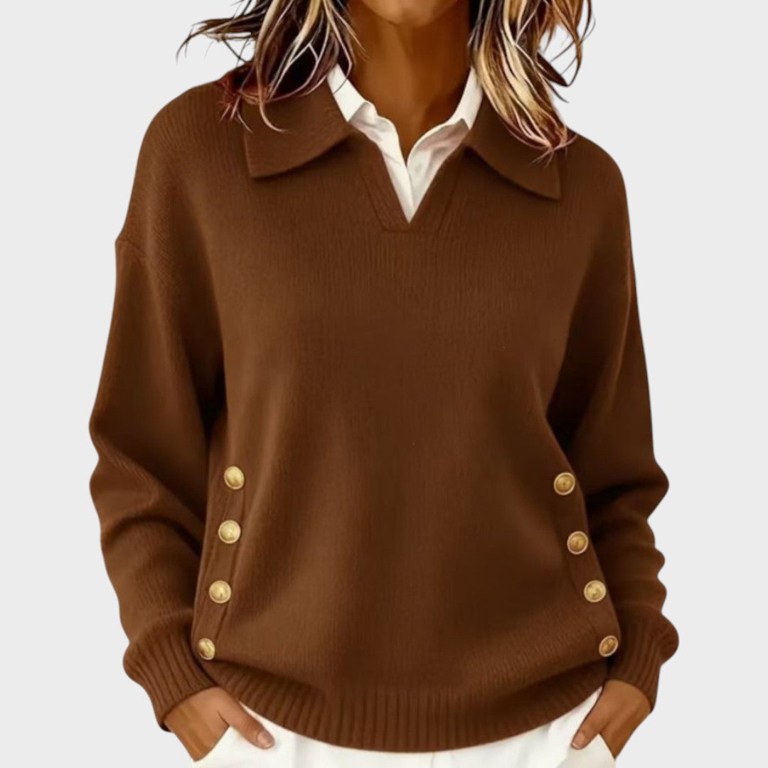 Humaira - Jersey Con Cuello En V y Botones