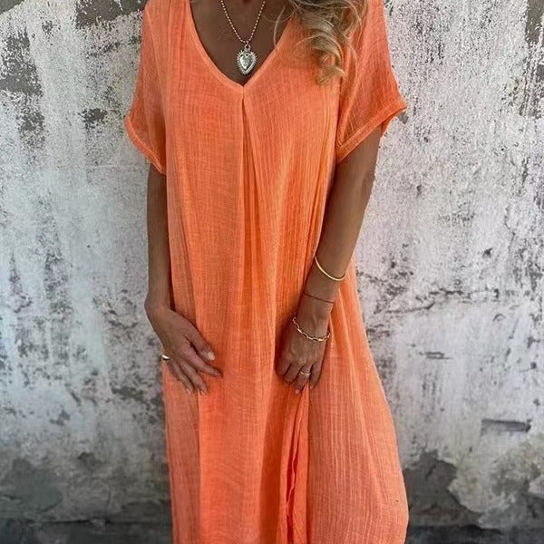 V-neck Dress for  Women's | Lightweight Cotton