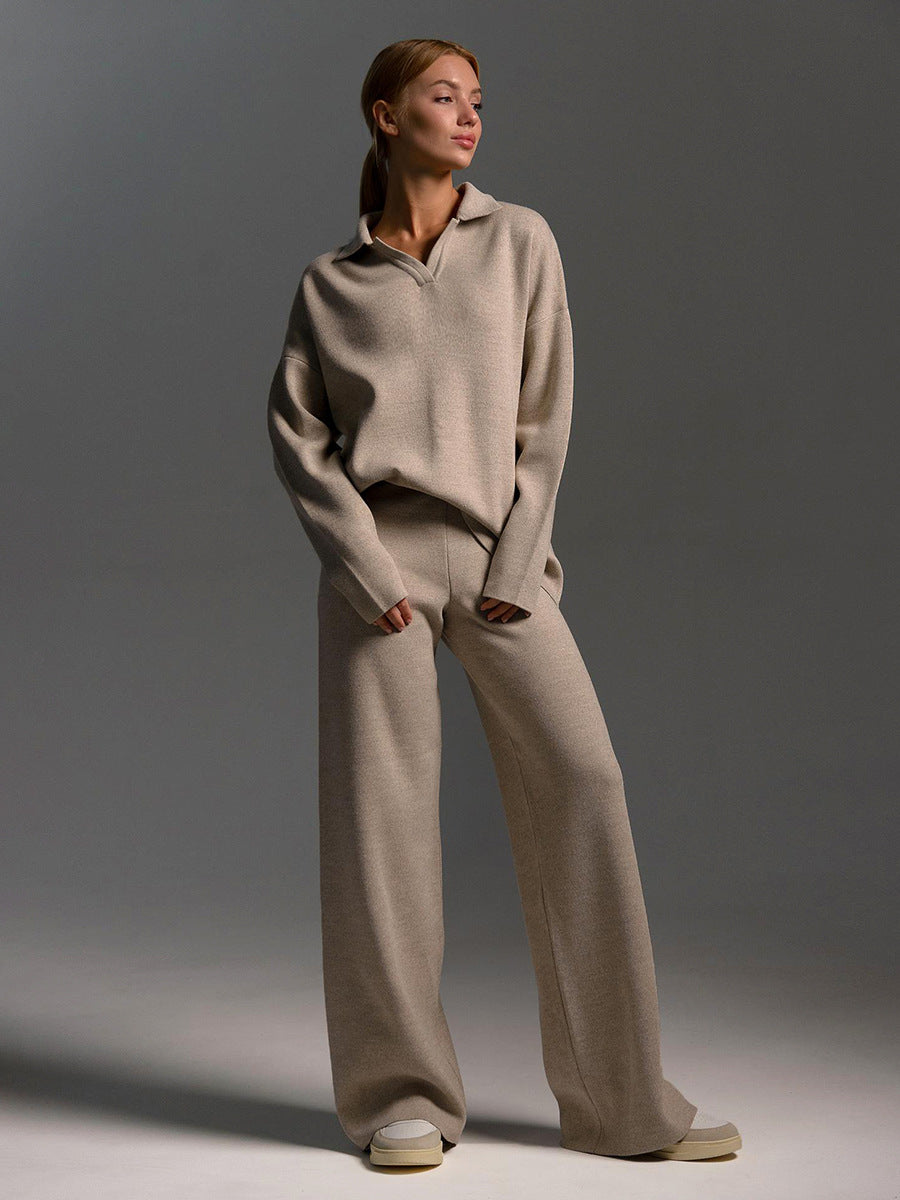 Hannah – Ensemble lounge 2 pièces à col et coupe décontractée femme