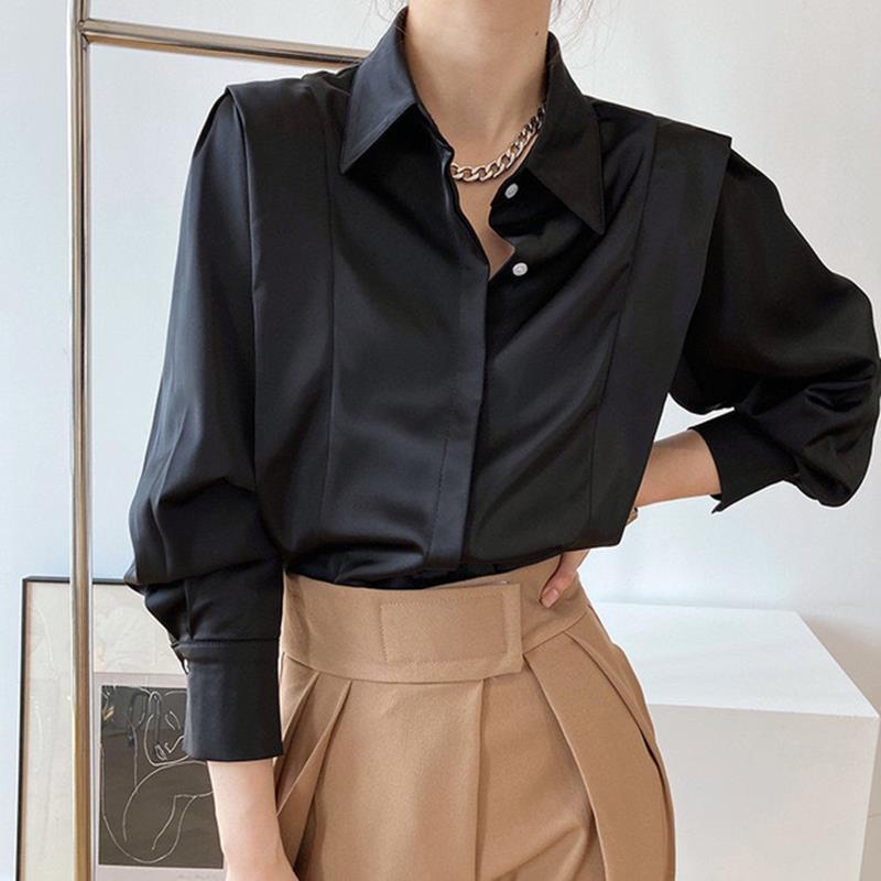 Chemise Satinée Premium pour Femme – Élégante Chemise à Manches Longues