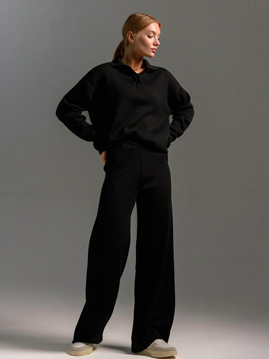 Hannah – Ensemble lounge 2 pièces à col et coupe décontractée femme