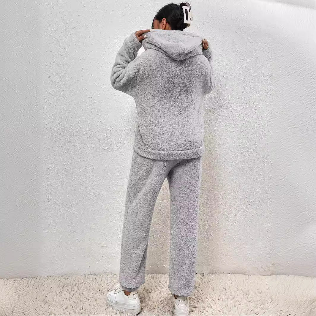 Lillie Ensemble Femme – Tenue d’Intérieur en Polaire Douce avec Hoodie & Jogging Confortables