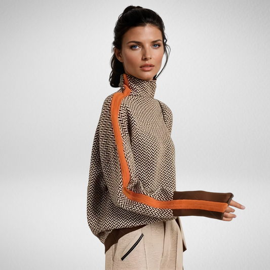 Helene | Rollkragenpullover mit kontrastierenden Streifen