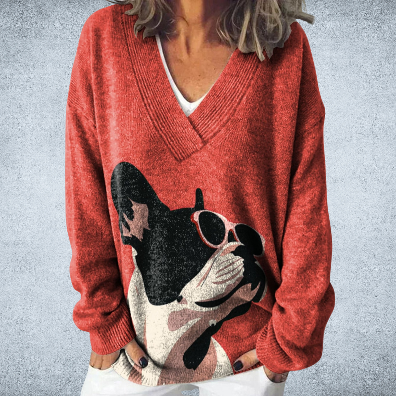 Pryselora - Pull Vintage Imprimé – Style Audacieux et Confort Quotidien