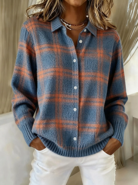 Theresa WarmKnit | Kariertes Strickcardigan