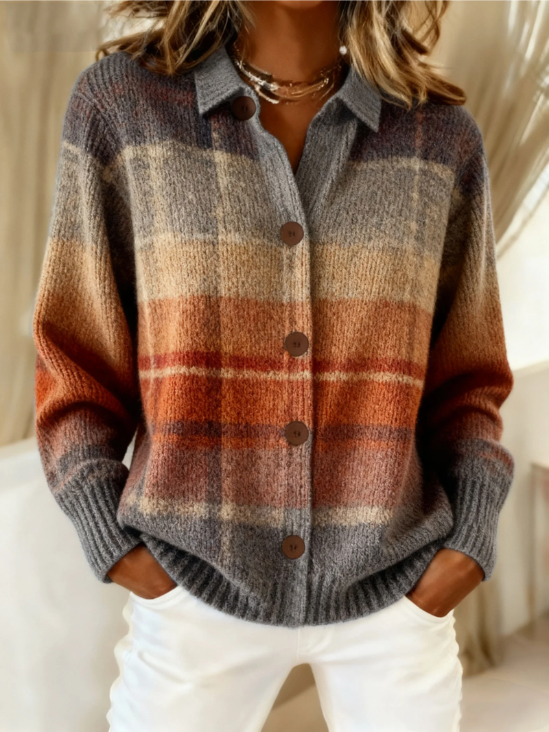 Theresa WarmKnit | Kariertes Strickcardigan
