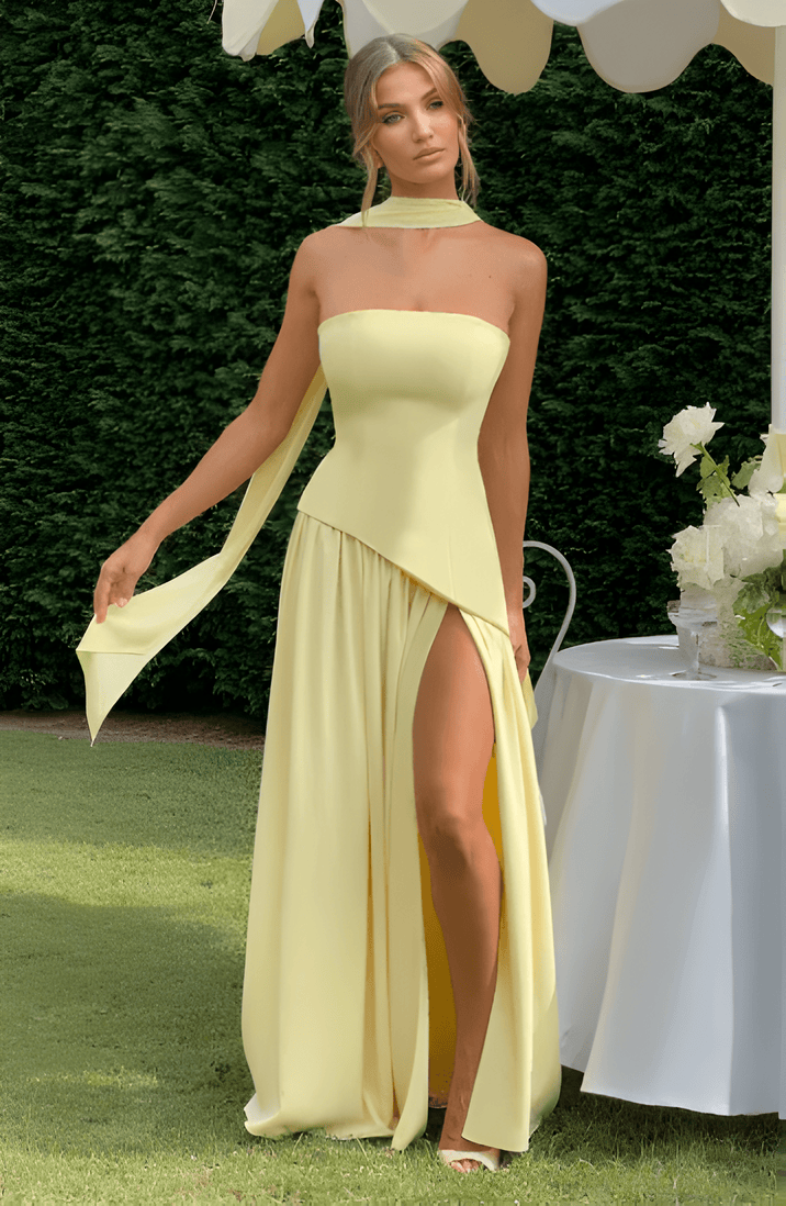 Annabel – Strapless Slit Maxi Dress
